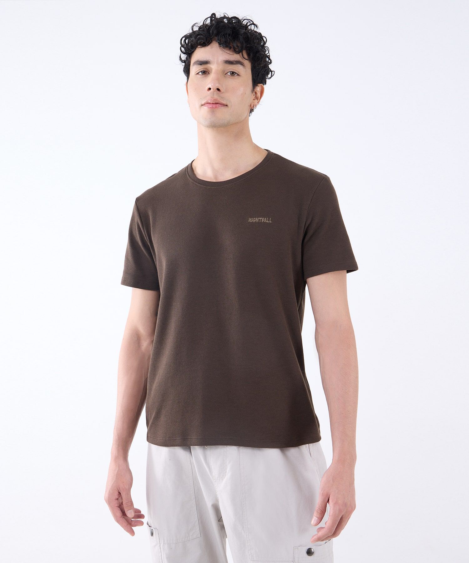 Camiseta con Bordado, Cafe, hi-res