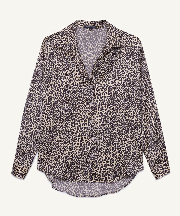 Blusa Con Estampado De Animal Print, Beige, hi-res