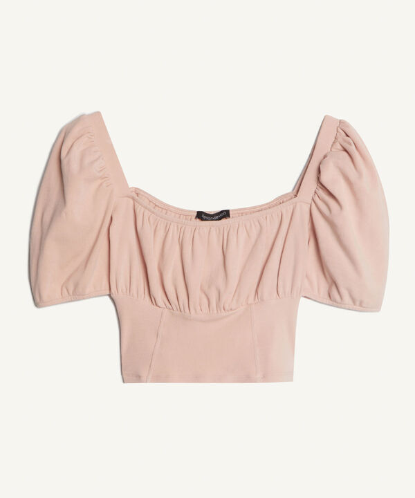 Camiseta Para Mujer Con Manga Abullonada, Rosa, hi-res