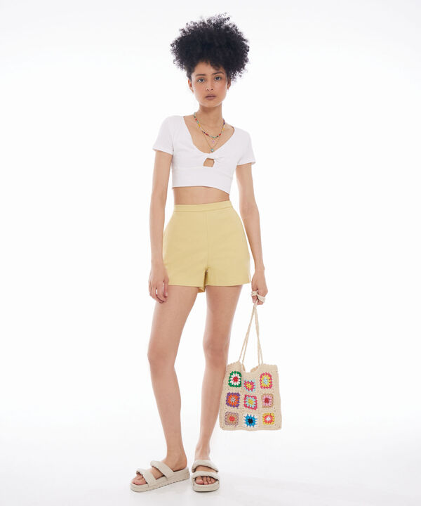 Crop Con Cut Out Para Mujer, Crudo, hi-res