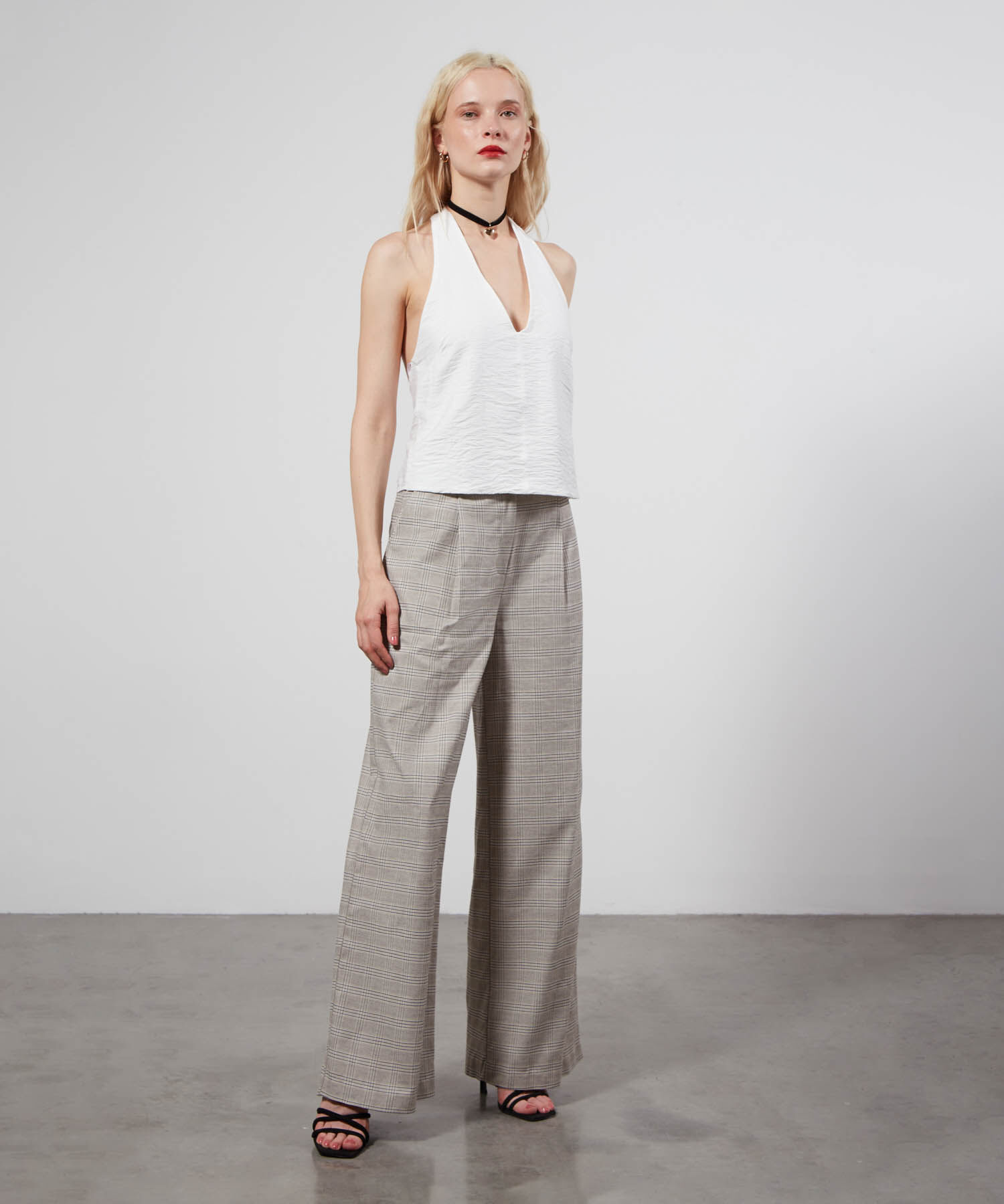 Pantalon Casual A Cuadros Con Pinzas Compra Online SEVEN SEVEN