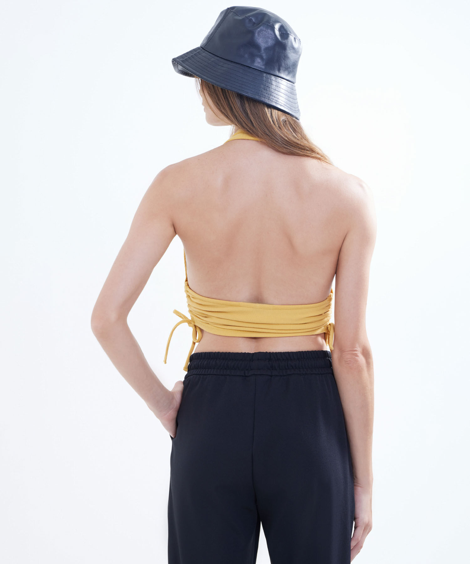 Crop Top Con Cuello Halter, Mostaza, hi-res