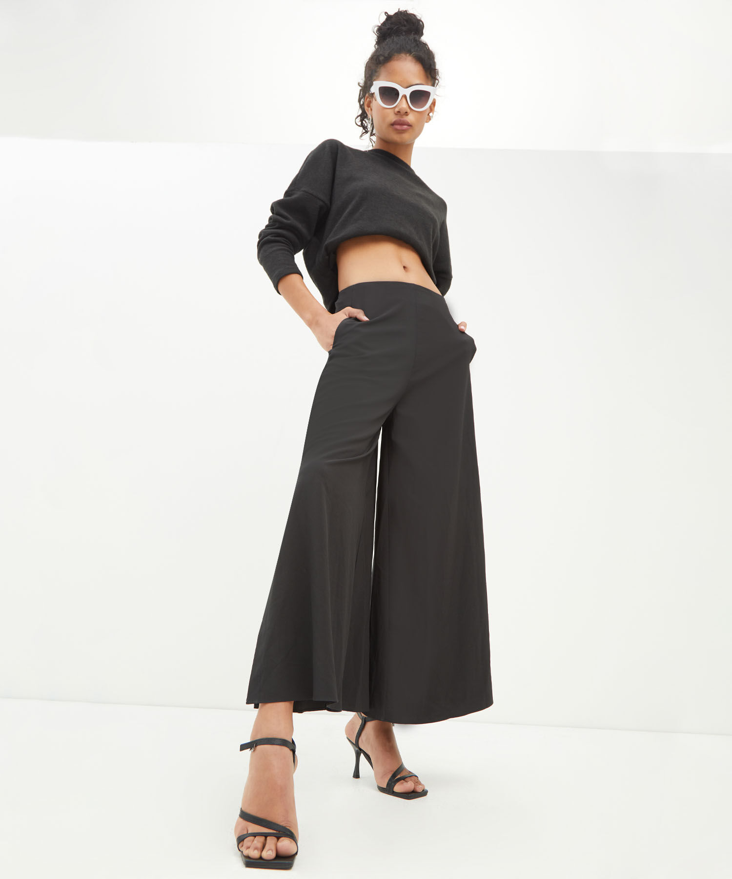 Pantal&oacute;n Culotte Estampado, Negro, hi-res