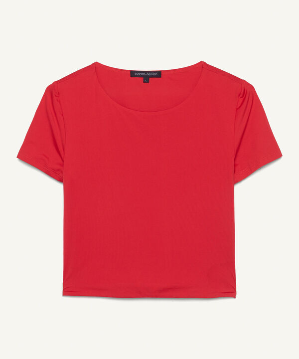 Crop Top Manga Corta, Rojo, hi-res