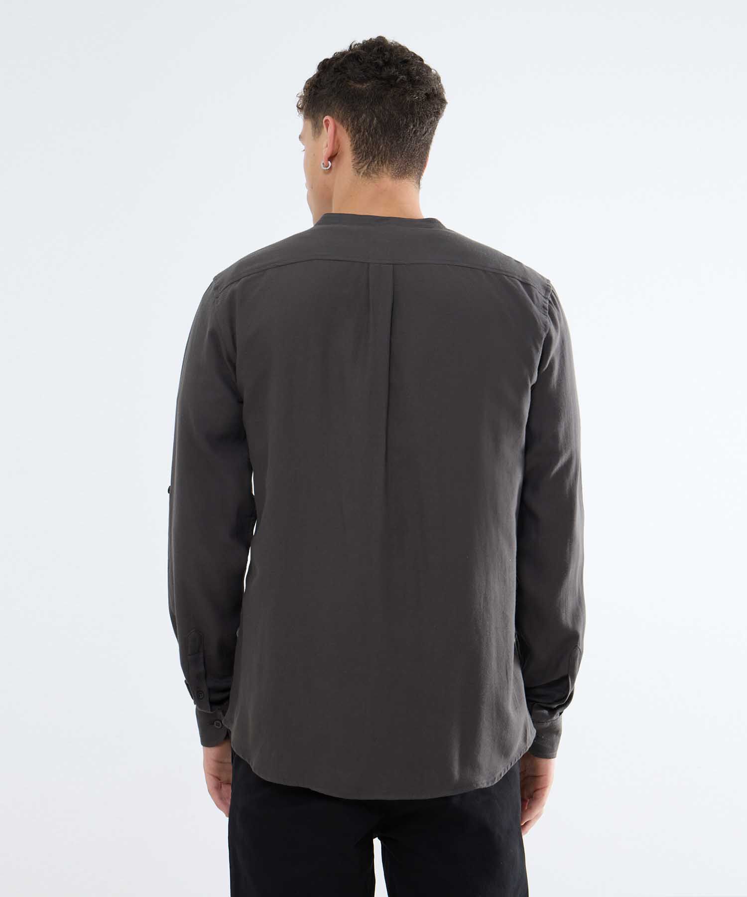 Camisa Cuello Mao, VerdeOscuro, hi-res