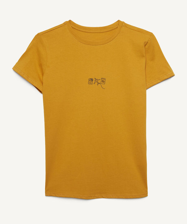 Camiseta Manga Corta Estampada, Amarillo, hi-res