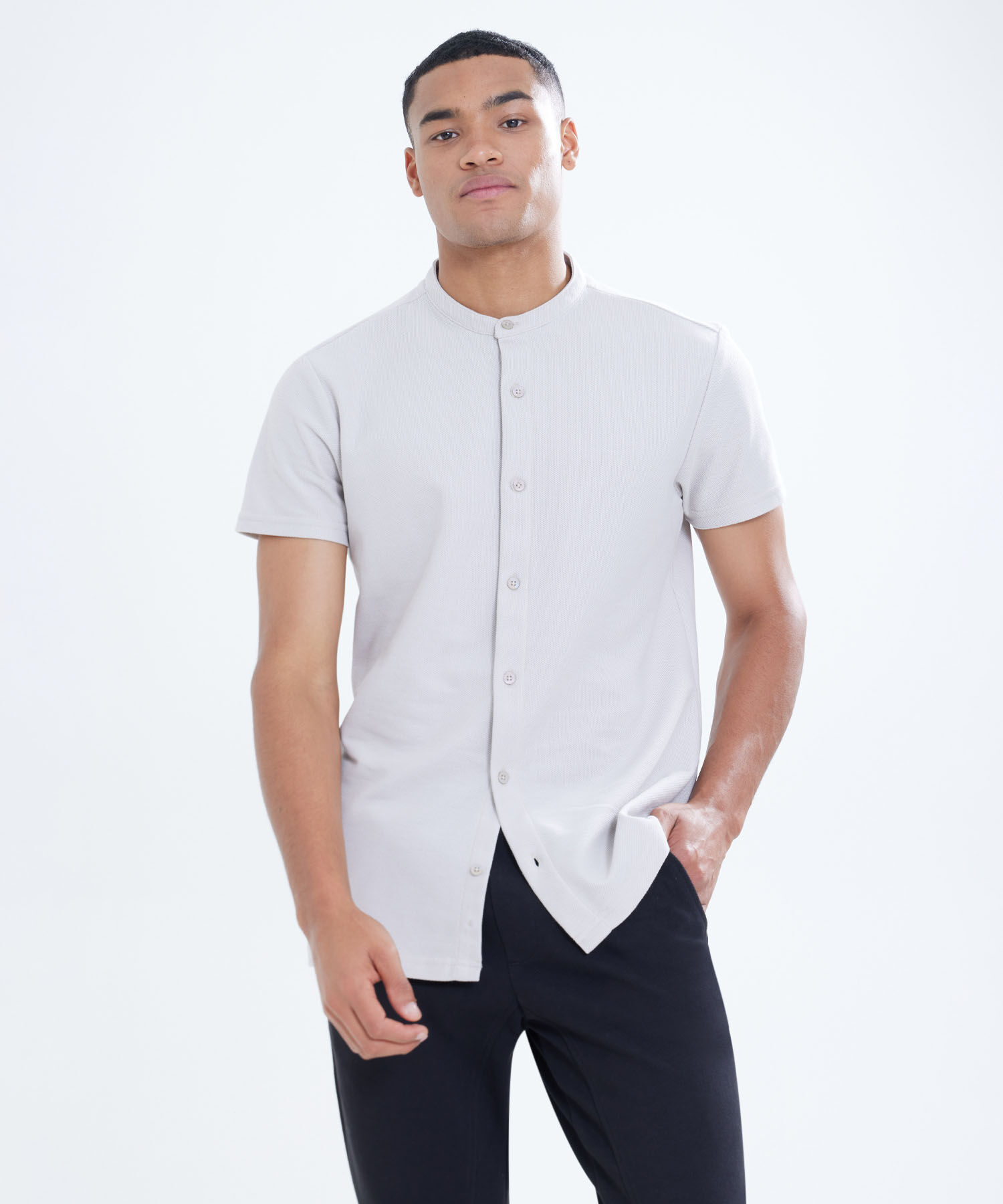 Camisa Manga Corta con Cuello Mao Compra Online SEVEN SEVEN