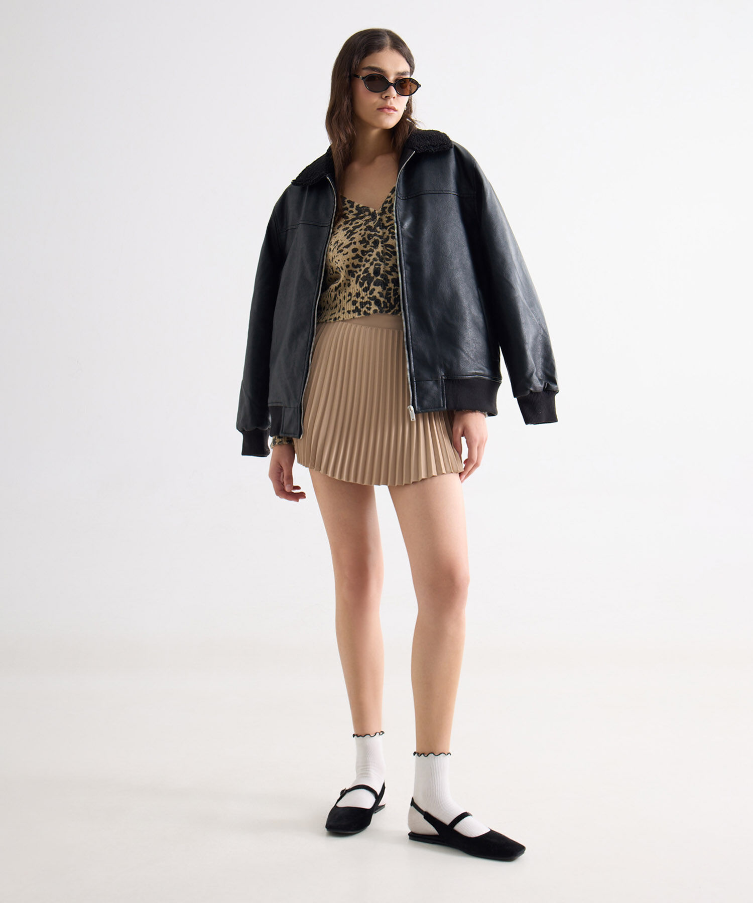 Cardigan Corto Animal Print, Camel, hi-res